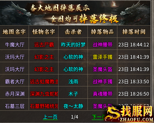 传奇发布网：单职业私服命运五大神器分别在什么位置？